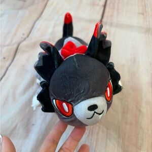 Catface Plush Stuffed Animal Plump Grey 11" Long Red Eyes